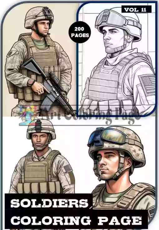 Soldiers Coloring Book for Adults Vol11 | 200 Pages Printable Army Coloring