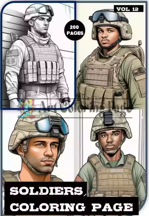 Soldiers Coloring Book for Adults Vol12 | 200 Pages Printable Army Coloring
