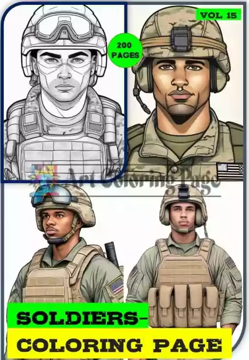 Soldiers Coloring Book for Adults Vol. 15 - 200 Pages | Printable Army Coloring