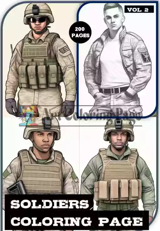 Soldiers Coloring Book for Adults Vol 2 | 200 Pages Printable Army Coloring
