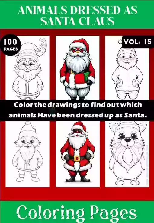 Coloring Pages of Animals Dressed as Santa Claus Vol 15 - Coloring Sheet