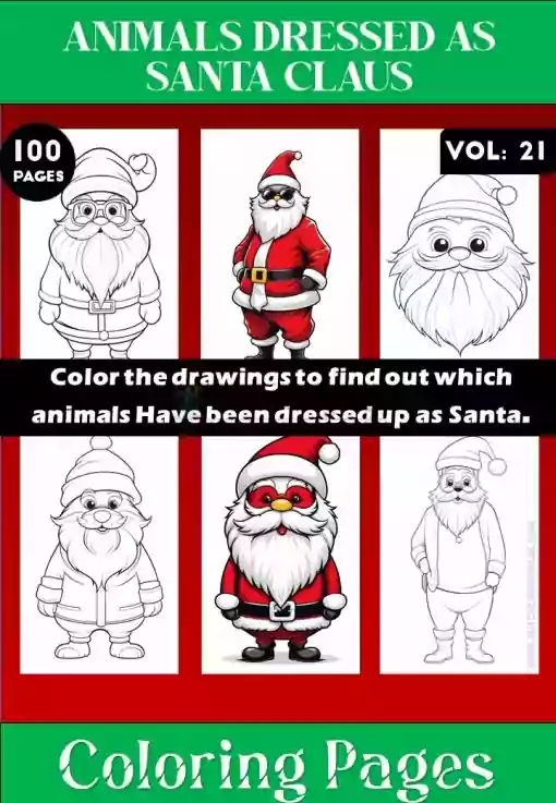 Coloring Pages of Animals Dressed as Santa Claus Vol 21- Coloring Sheet