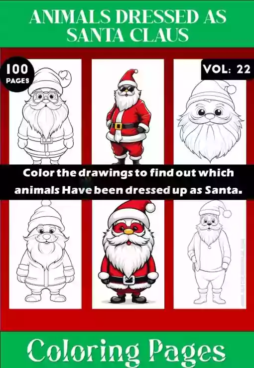 Coloring Pages of Animals Dressed as Santa Claus Vol 22- Coloring Sheet