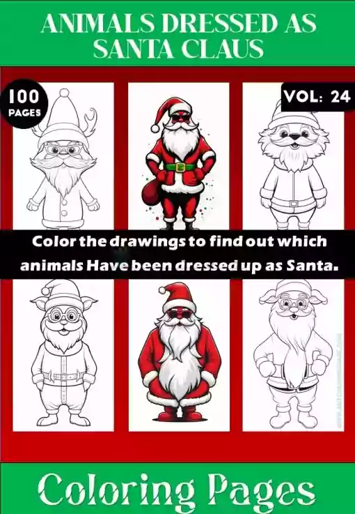 Coloring Pages of Animals Dressed as Santa Claus Vol 24- Coloring Sheet