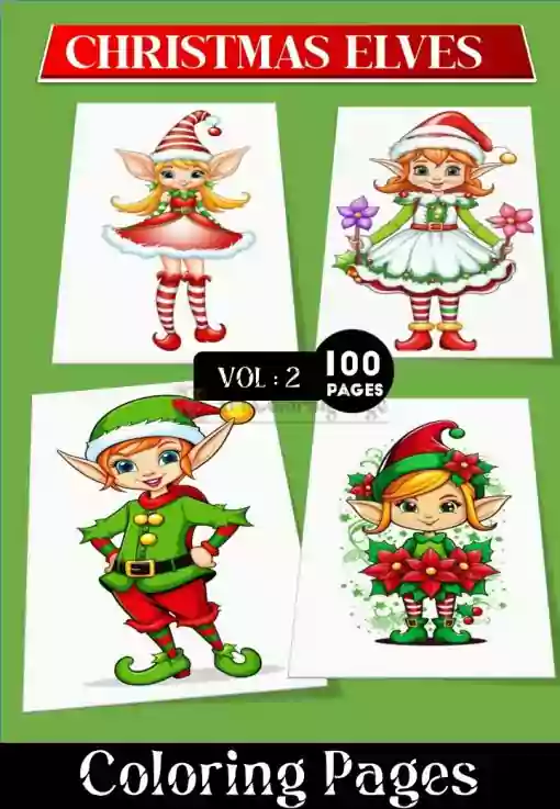 Christmas Elves Coloring Pages. Printable Elf Coloring Sheet for Kids Vol 2