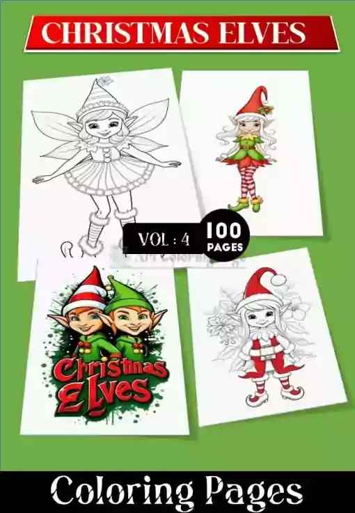 Christmas Elves Coloring Pages. Printable Elf Coloring Sheet for Kids Vol 4