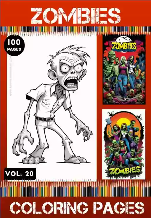 Zombies Coloring Pages Printable Vol20 | Halloween Zombies Coloring Sheets