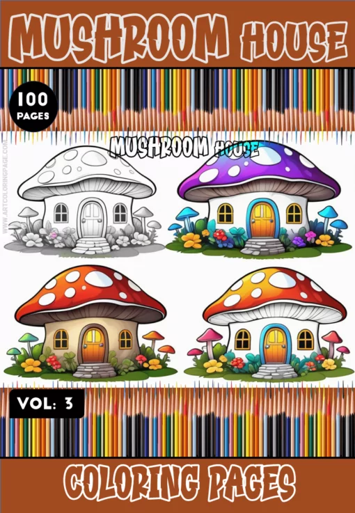 Buy Mushroom Houses Coloring Pages Vol 3 – Mushroom Houses Coloring Sheet- bvh687bc-