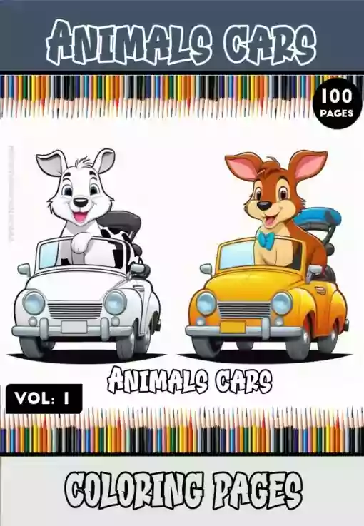 Drive into Creativity with Animals Cartoon Cars Coloring Pages Vol 1!