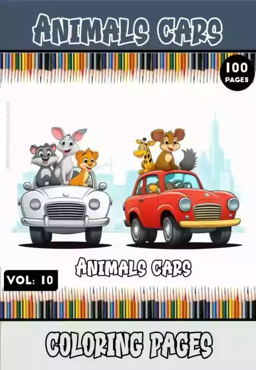 Unleash Your Imagination with Animals Cartoon Cars Coloring Pages Vol 10!