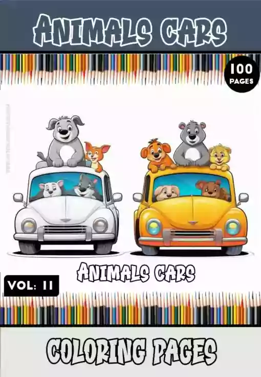 Immerse Yourself in Whimsy with Animals Cartoon Cars Coloring Pages Vol 11!