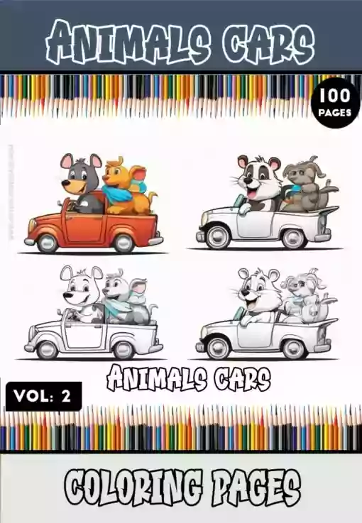 Cruise into Creativity with Animals Cartoon Cars Coloring Pages Vol 2!