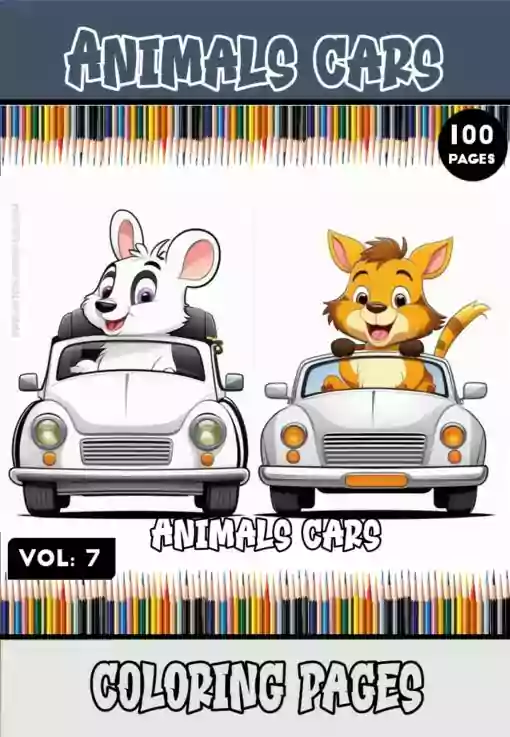 Immerse Yourself in Joyful Adventures with Animals Cartoon Cars Coloring Pages Vol 7!