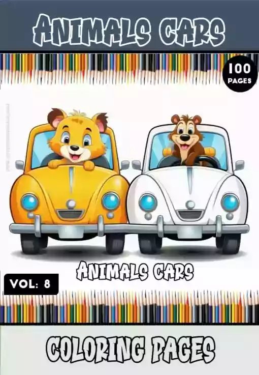 Experience Pure Delight with Animals Cartoon Cars Coloring Pages Vol 8!