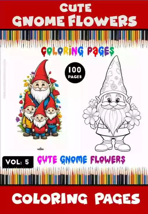 Dive into Whimsical Delight with Cute Gnome Flowers Coloring Sheet Vol 5!