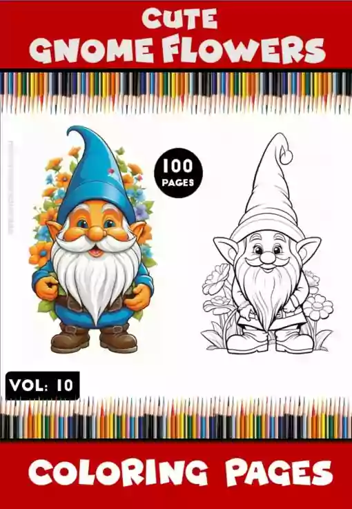 Immerse Yourself in Creative Delight with Gnome Flowers Coloring Images Vol 10!