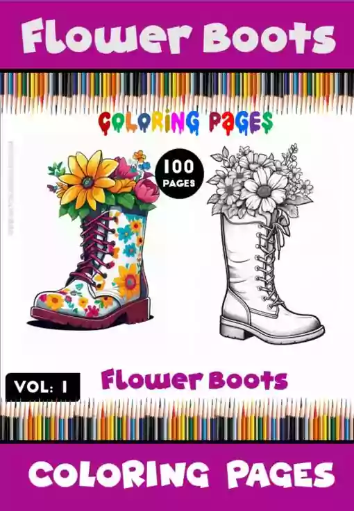 Flower Boots Coloring Page