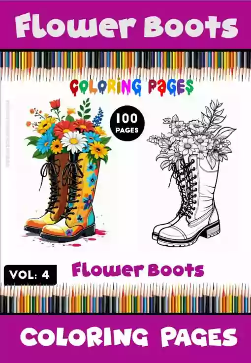 Floral Boots Coloring Book