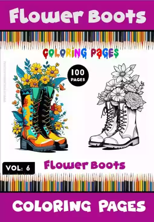 Floral Boots Coloring Sheet