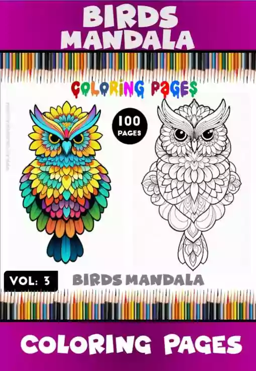 Immerse Yourself Coloring Pages Mandala Birds VOL 3