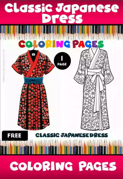 Unveil Japan's Beauty: Free Japanese Dress Coloring Pages Instant Download