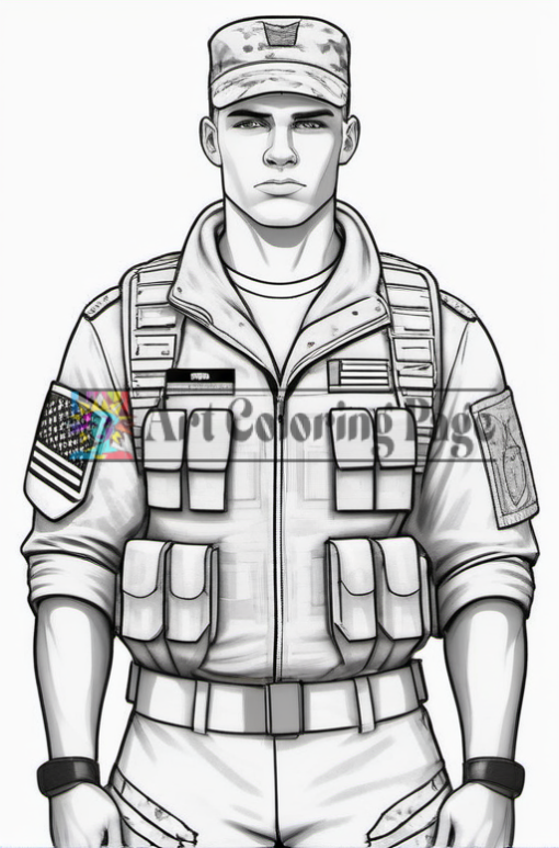 Soldiers Coloring Book for Adults Vol. 14 - 200 Pages | Printable Army Coloring image1