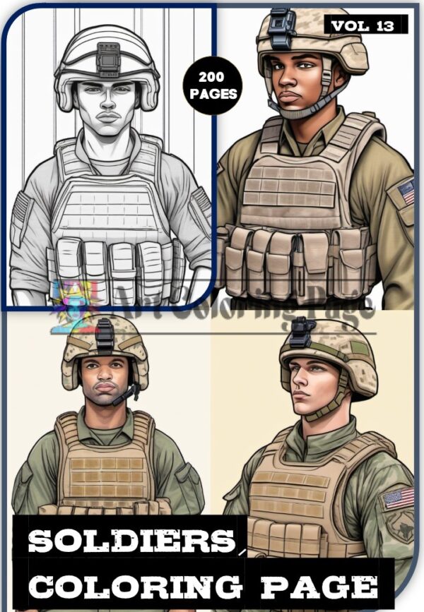 Soldiers Coloring Sheet for Adults Vol13 | 200 Pages Printable