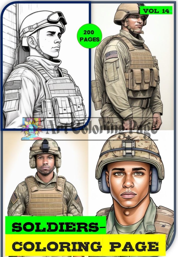 Soldiers Coloring PDF for Adults Vol. 14 - 200 Pages | Printable