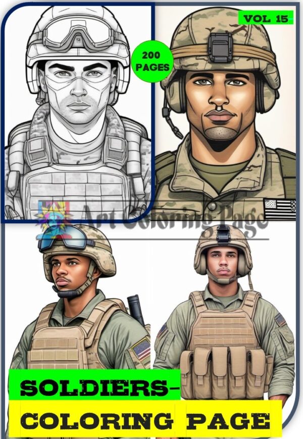 Coloring Pages Soldiers for Adults Vol 15 | 200 Pages Printable