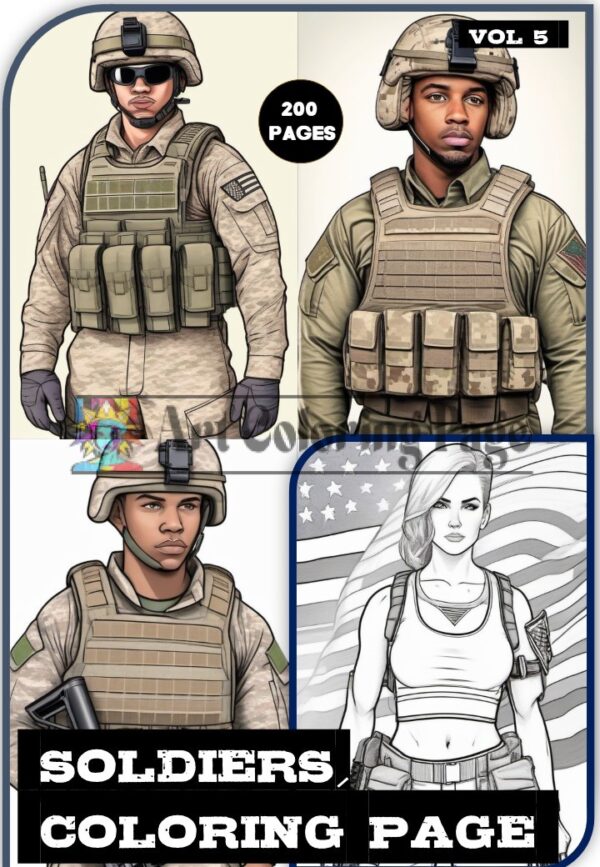 Pictures of Soldiers for Adults Vol 5: A Patriotic Coloring Adventure