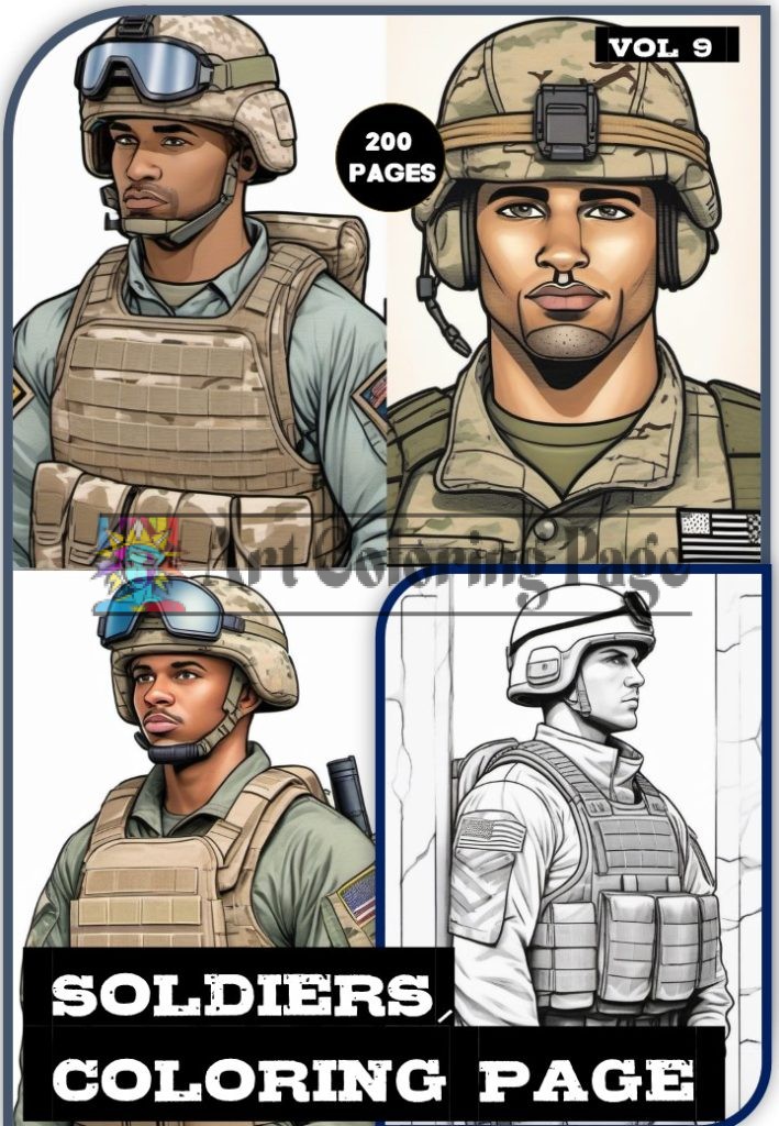 Soldiers Coloring Book for Adults Vol 9 | 200 Pages Printable Army Coloring