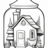 Homes In a Jar Coloring Pages Free | Fancy House Coloring sheets - 663 -