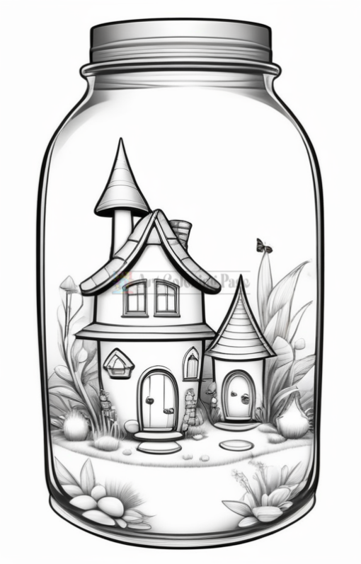 Homes In a Jar Coloring Pages Vol 5 | Fancy House Coloring sheets -223-