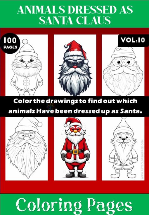 Coloring Pages of Animals Dressed as Santa Claus Vol 10 - Coloring Sheet