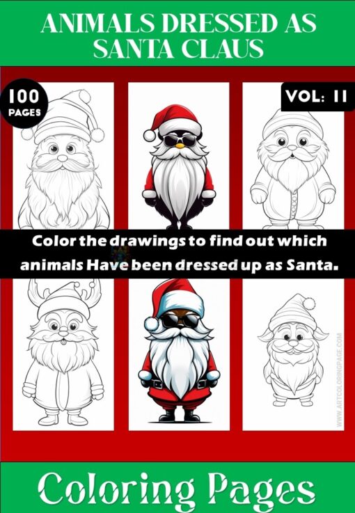 Coloring Pages of Animals Dressed as Santa Claus Vol 11 - Coloring Sheet