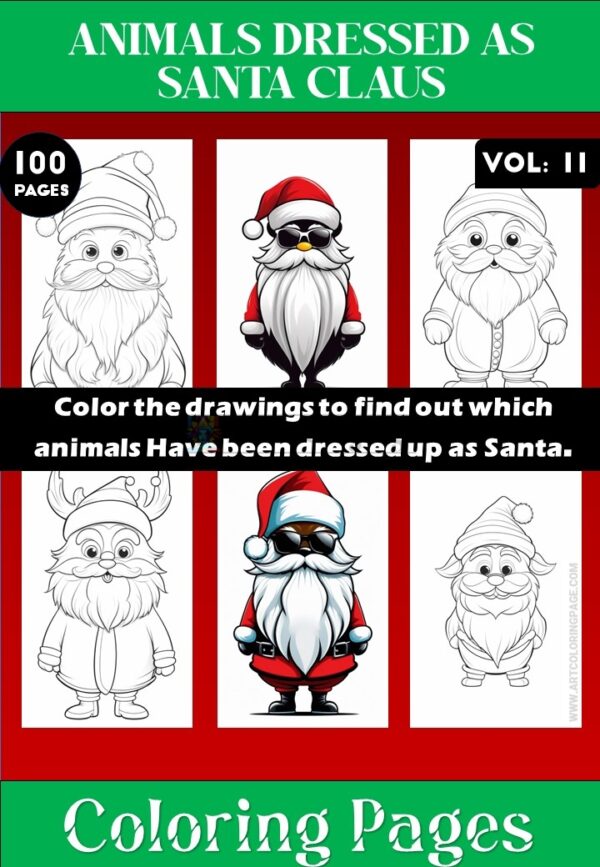 Coloring Pages of Animals Dressed as Santa Claus Vol 11 - Coloring Sheet