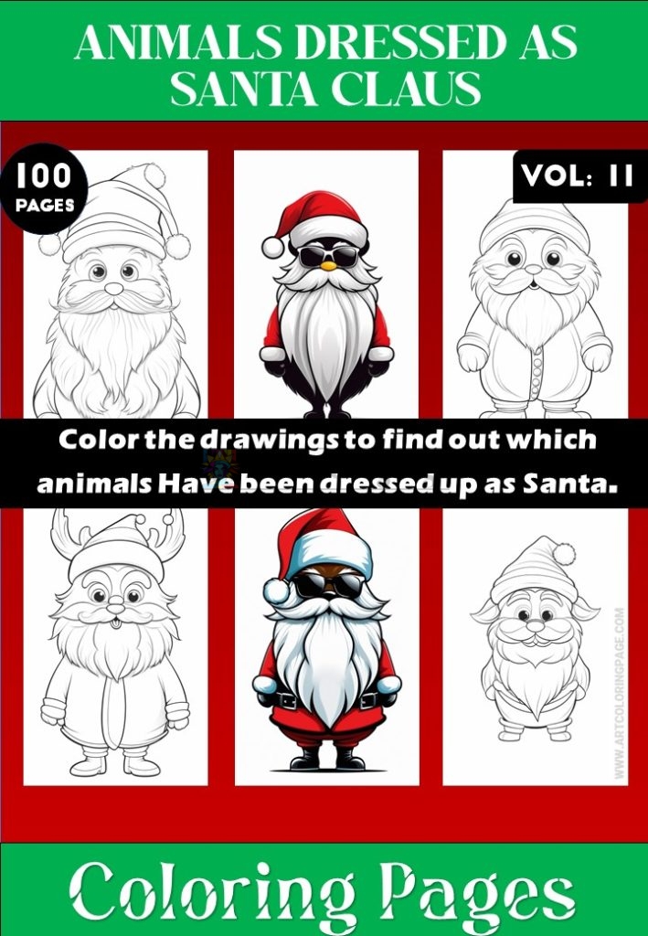 Coloring Pages of Animals Dressed as Santa Claus Vol 11 - Coloring Sheet