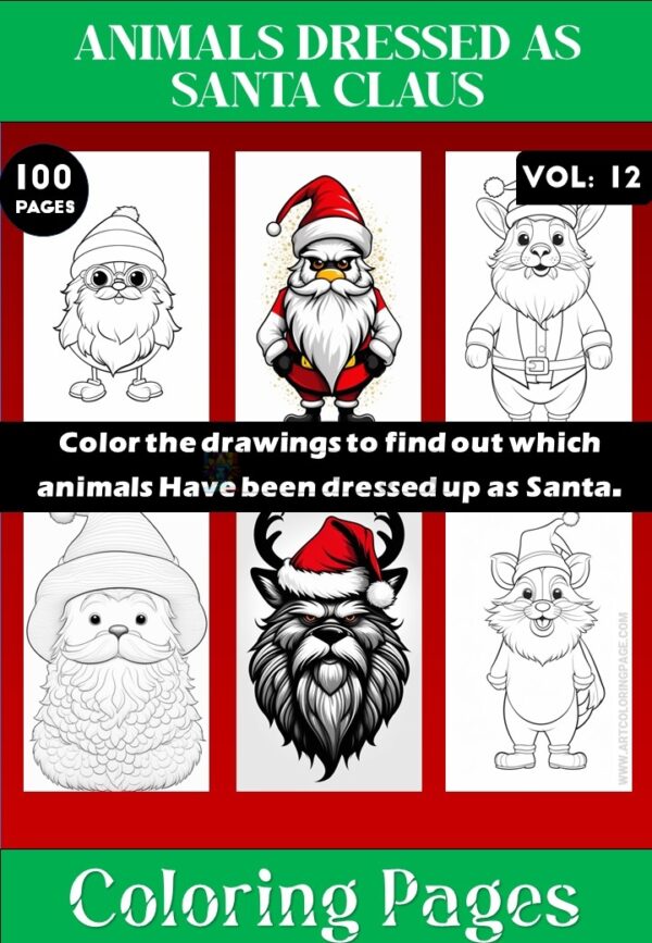 Coloring Pages of Animals Dressed as Santa Claus Vol 12 - Coloring Sheet