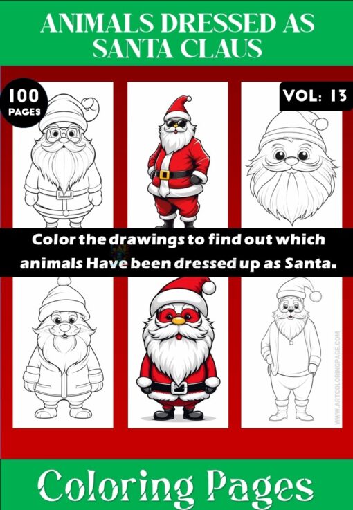 Coloring Pages of Animals Dressed as Santa Claus Vol 13 - Coloring Sheet