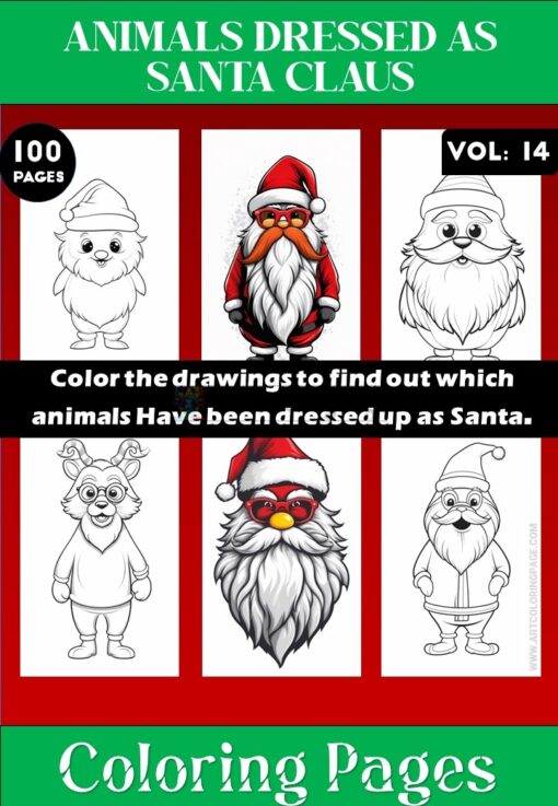 Coloring Pages of Animals Dressed as Santa Claus Vol 14 - Coloring Sheet