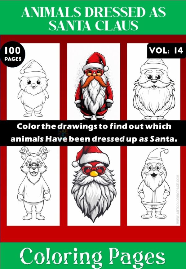 Coloring Pages of Animals Dressed as Santa Claus Vol 14 - Coloring Sheet