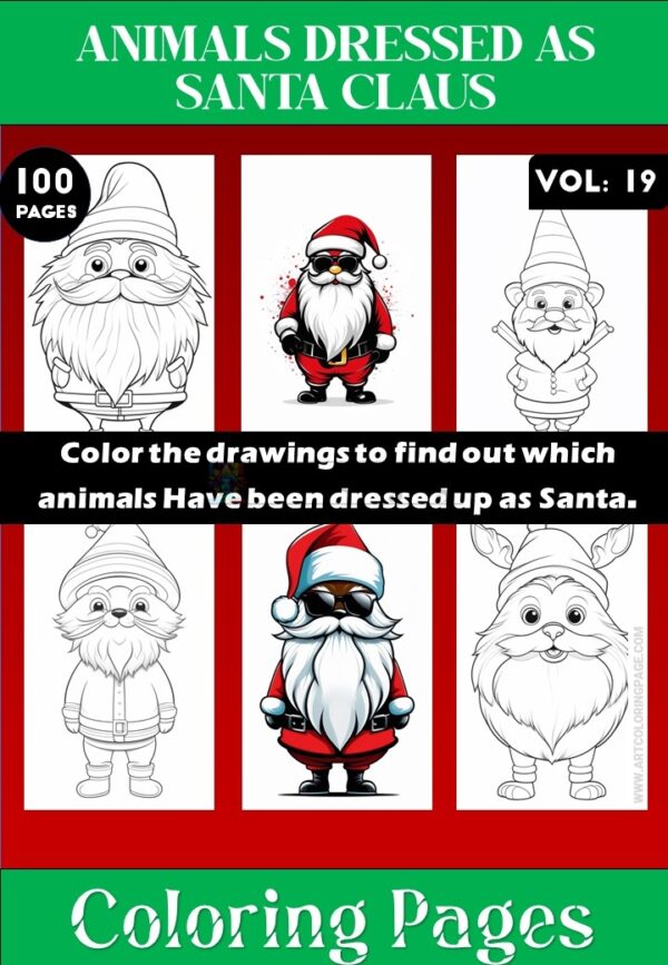 Coloring Pages of Animals Dressed as Santa Claus Vol 19- Coloring Sheet