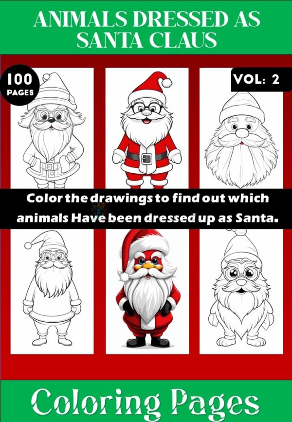Coloring Pages of Animals Dressed as Santa Claus Vol 2 - Coloring Sheet