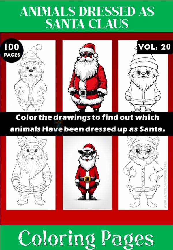Coloring Pages of Animals Dressed as Santa Claus Vol 20- Coloring Sheet