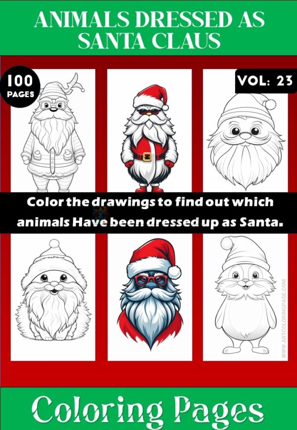 Coloring Pages of Animals Dressed as Santa Claus Vol 23- Coloring Sheet