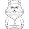 A cartoon-style Santa Claus character with a large, bushy mustache and antlers, wearing a traditional red outfit with buttons and a belt, standing with a cheerful expression.