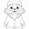 A cartoonish animal character resembling Santa Claus, featuring a big mustache, large round eyes, a red and white hat with a pom-pom, and dressed in a Santa-style outfit with buttons and a belt.
