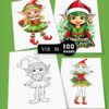 coloring pages elves VOL 10 – 100 Magical Designs for Creative Minds
