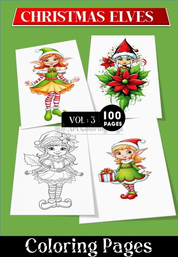 Spark Holiday Joy with Christmas Elves Pictures to Color VOL 3