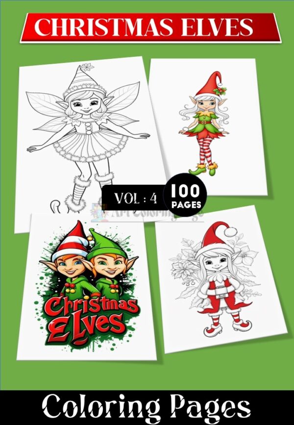 Bring Holiday Magic Home with Coloring Pages of Christmas Elves VOL 4
